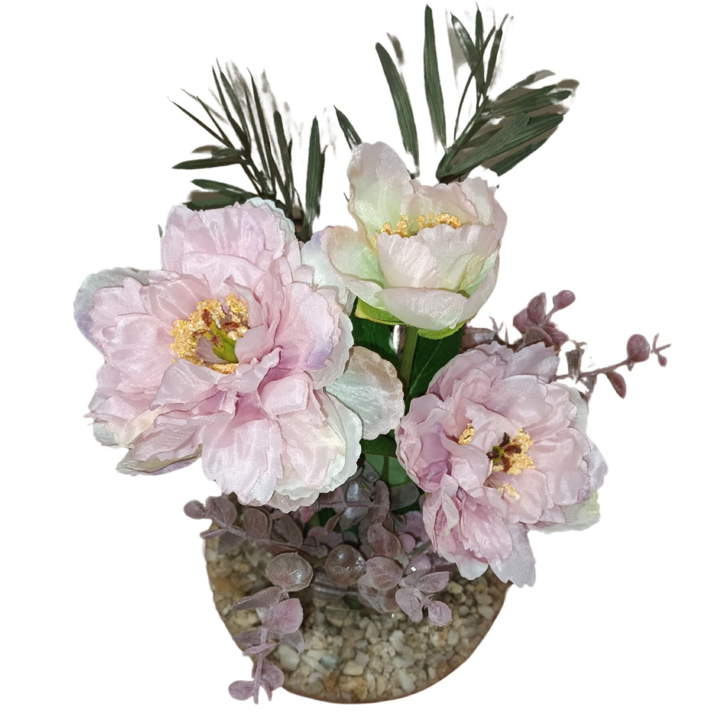Glass Pot And Floral Arrangement Medium