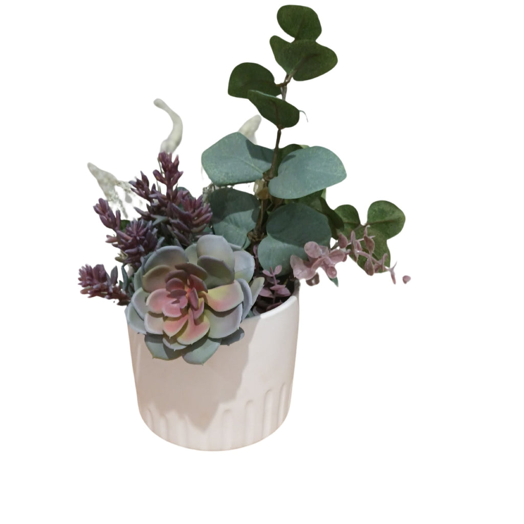 Ceramic Pot White & Floral Arrangement