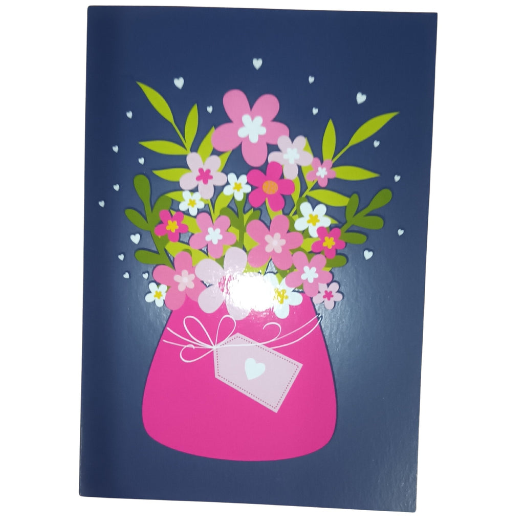 Card Pink Flowers On Dark Blue