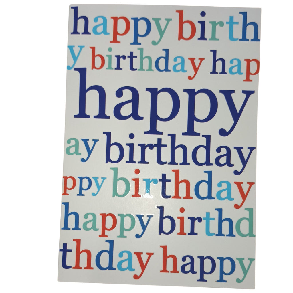 Card Happy Birthday Lettering Blue