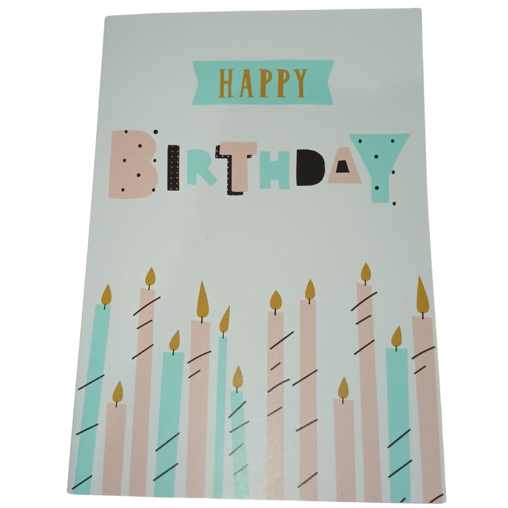 Card Happy Birthday Candles Green/pink