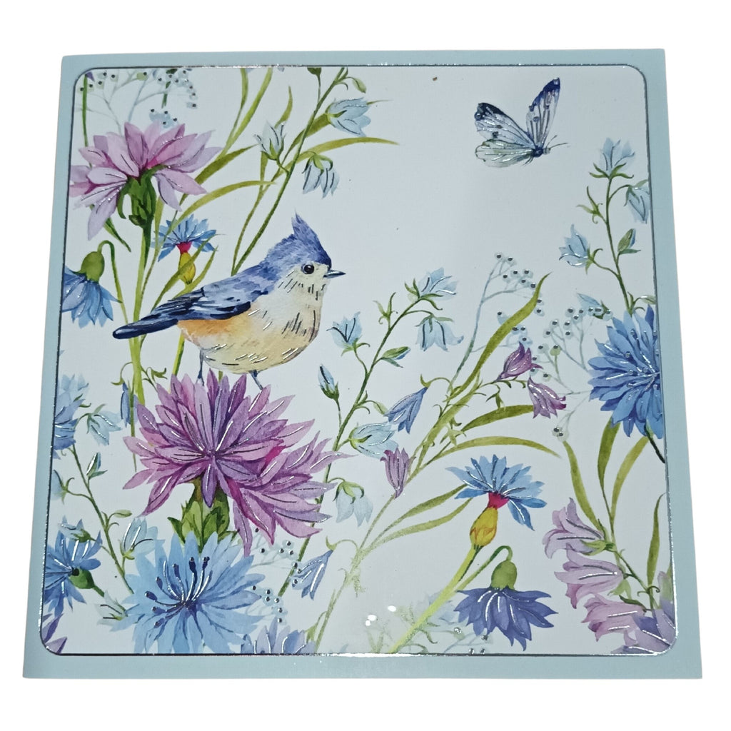 Card Bird/butterfly Blue