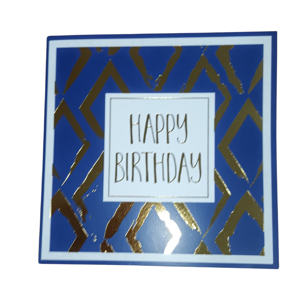 Card Happy Birthday Gold Diamonds On Blue