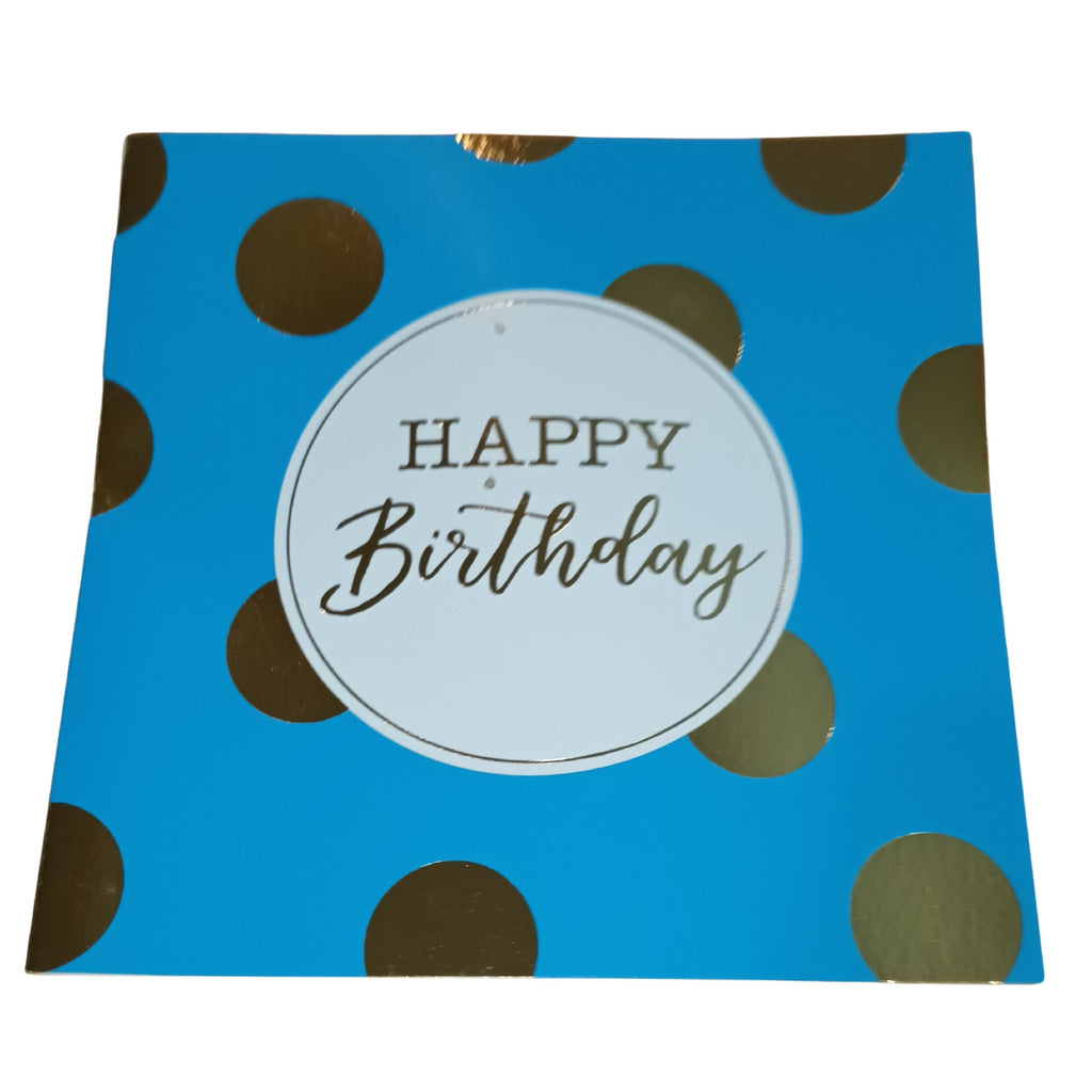 Card Happy Birthday Gold Spots On Blue