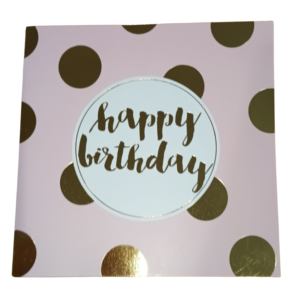 Card Happy Birthday Gold Spots On Light Pink