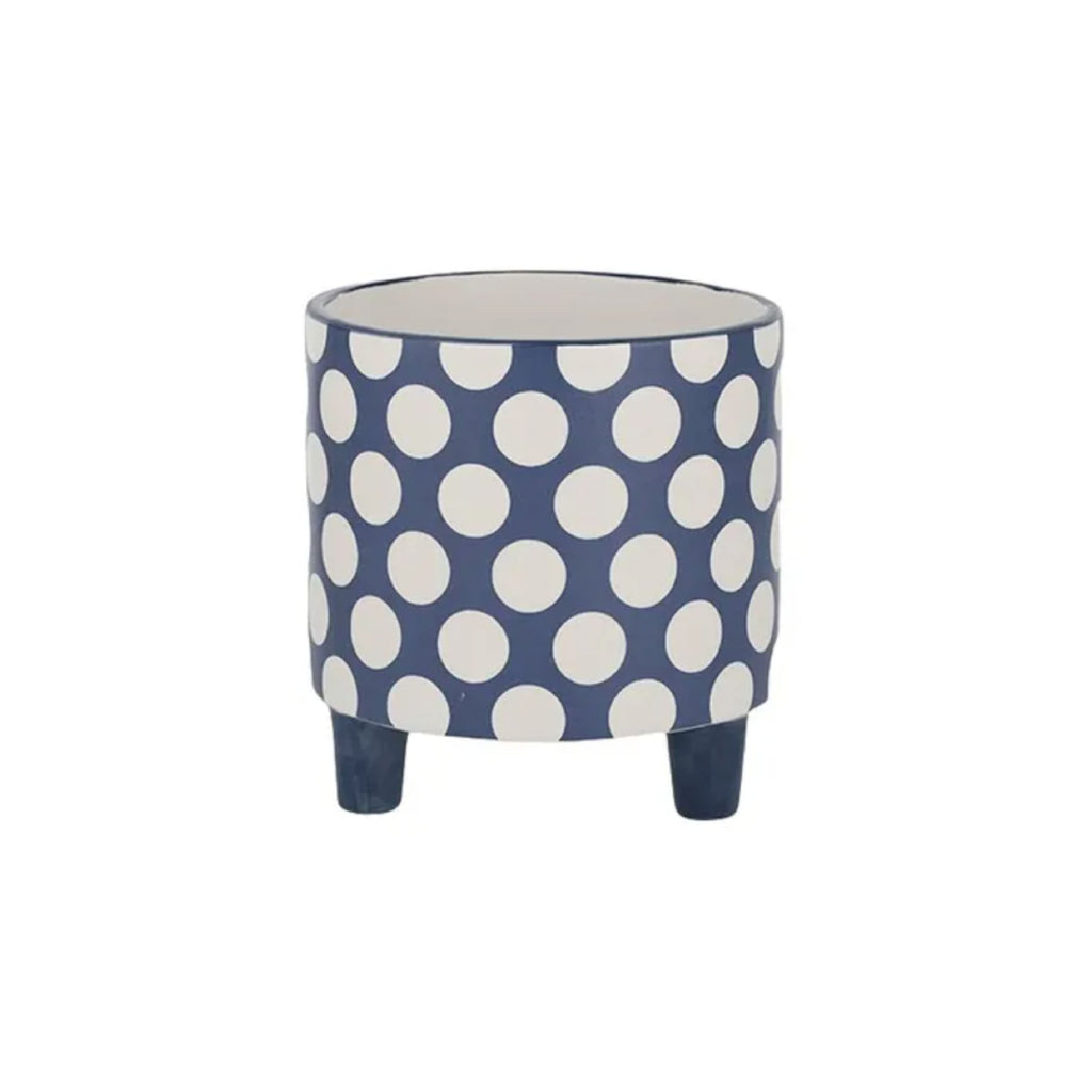 Punto Cer Footed Pot 16.5x18cm Navy/wh