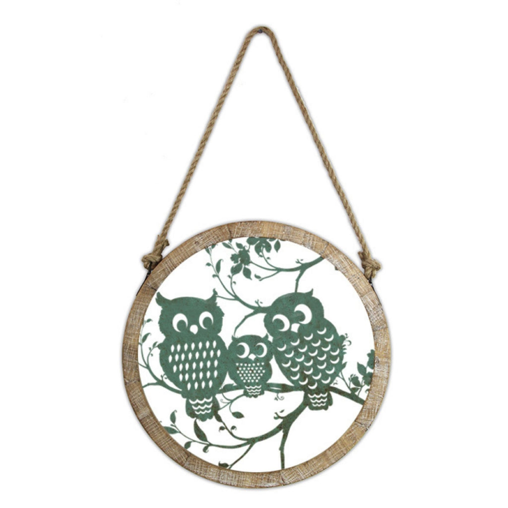 Owl Family Wall Hanging Metal And Mdf